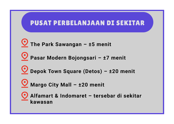 Pusat Perbelanjaan di sekitar Shila at Sawangan
